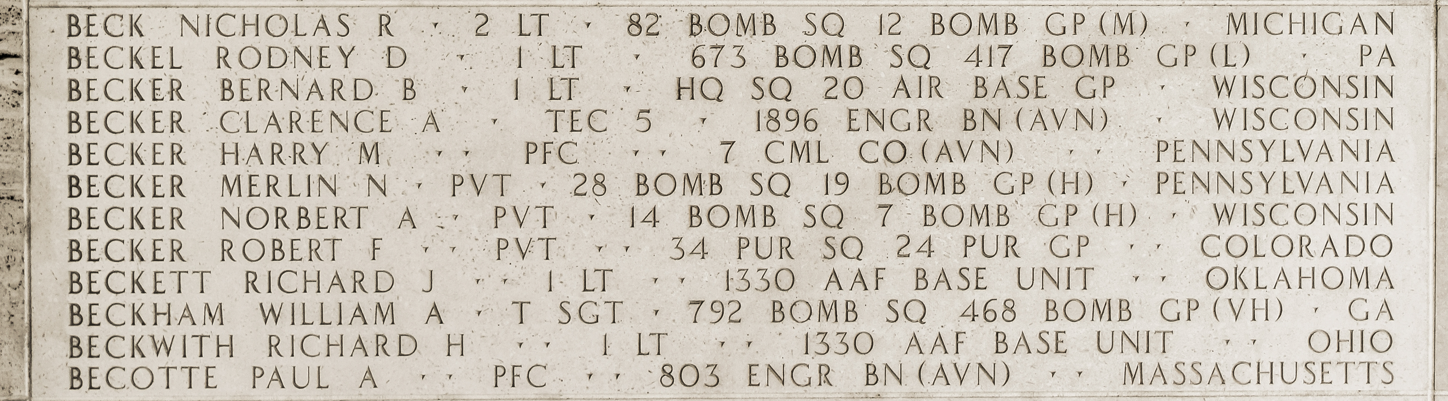 William A. Beckham, Technical Sergeant